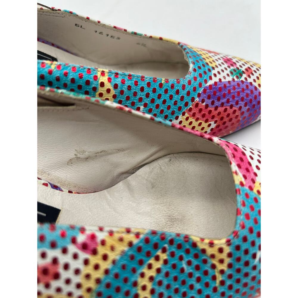 Stuart Weitzman Vintage 80s Pop Art Slingback Pumps 6.5 Colorful Retro Designer - Picture 12 of 15